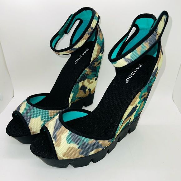 Bamboo Ellen-07 Camo Mesh Wedge Sandals Size 7.5 Brand New - Picture 6 of 10